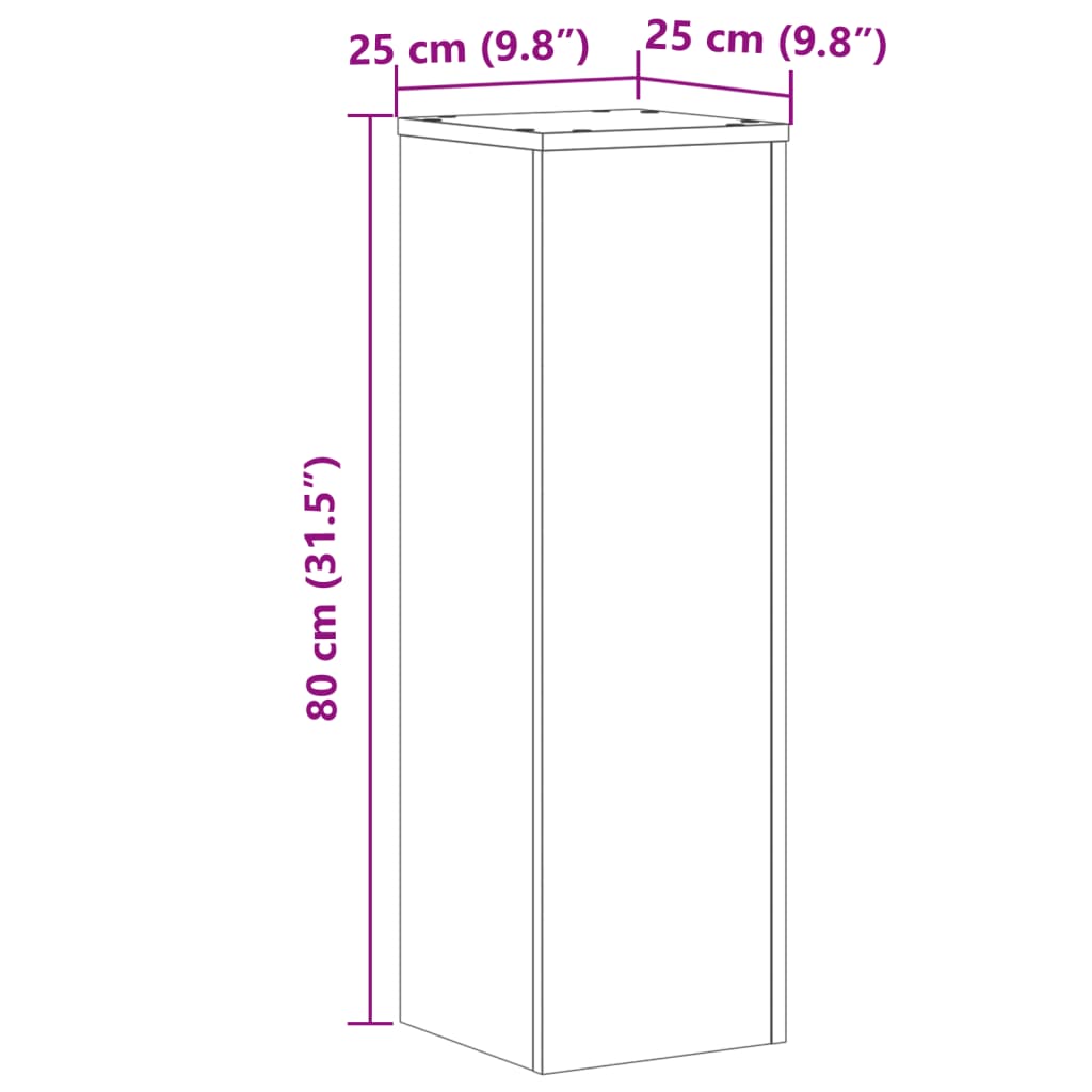 Supporti per Piante 2 pz Grigio 25x25x80 cm Legno Multistrato