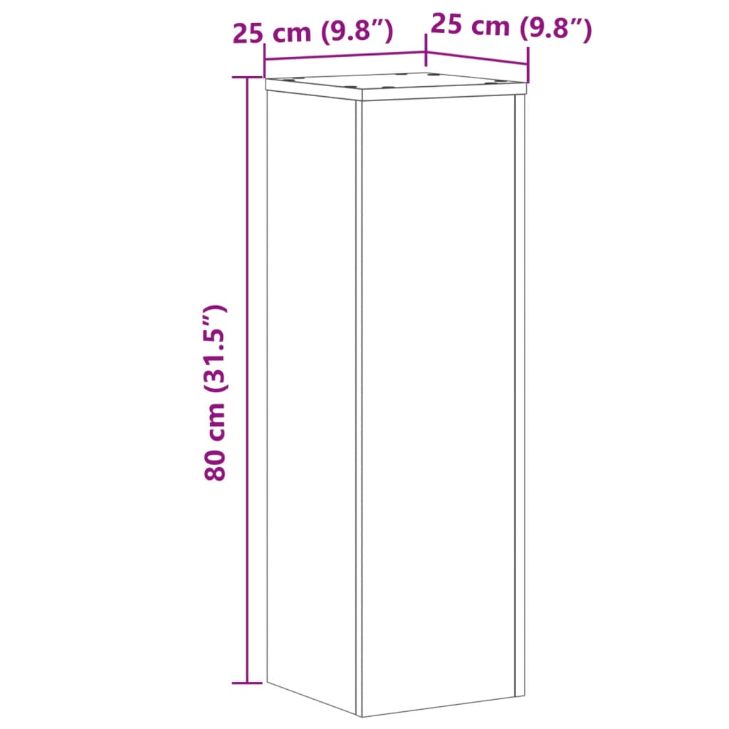 Supporti per Piante 2 pz Rovere 25x25x80 cm Legno Multistrato