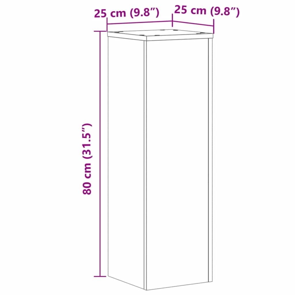 Supporto per piante 2 pz Rovere 25 x 25 x 80 cm