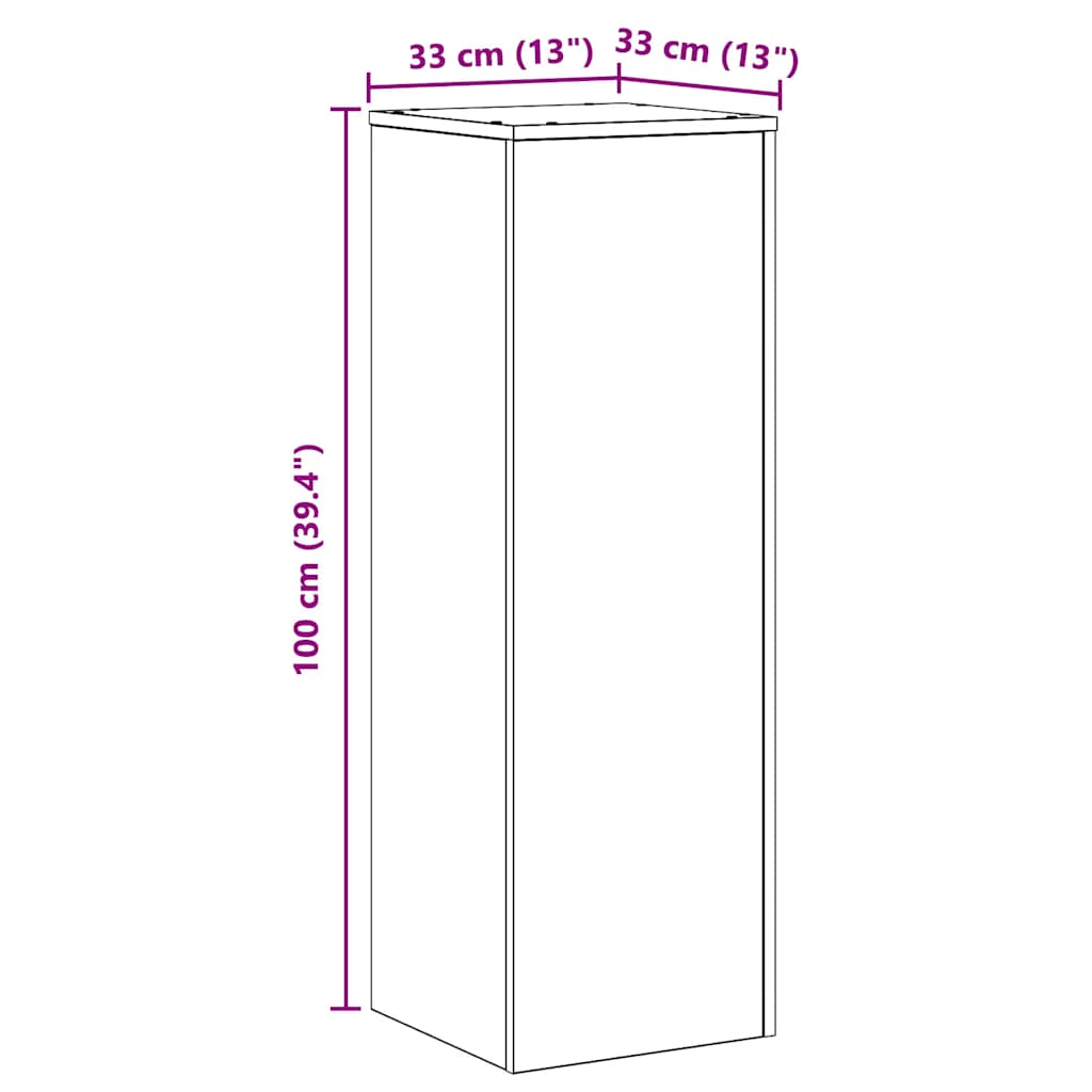 Supporto per Piante Grigio Sonoma 33x33x100 cm in Truciolato