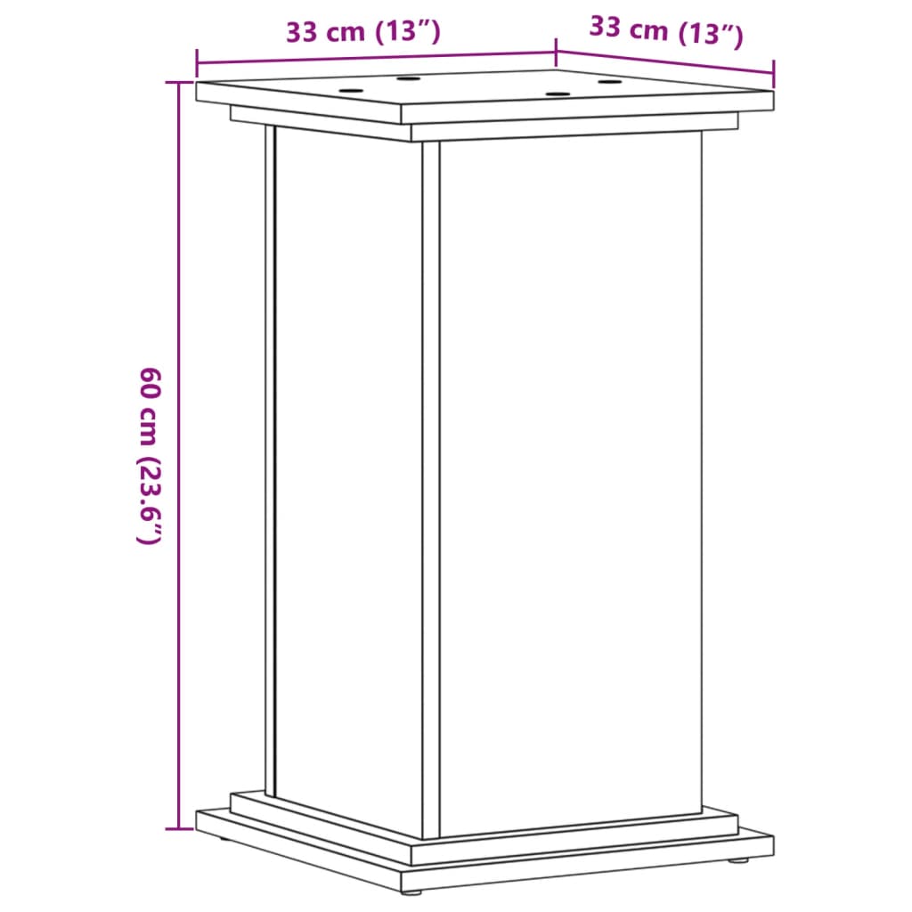 Supporto per Piante Rovere Marrone 33x33x60cm Legno Multistrato