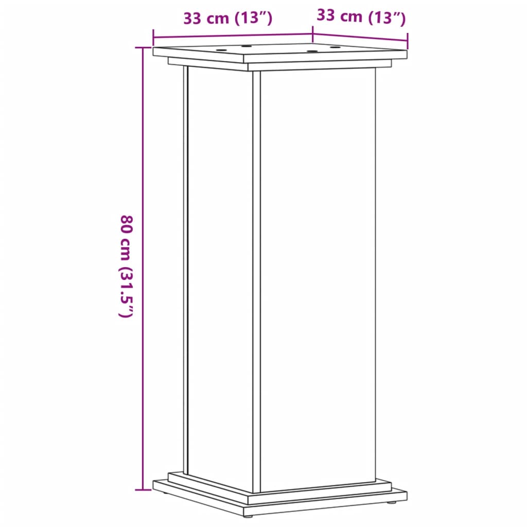 Supporto per piante Rovere Sonoma 33 x 33 x 80 cm
