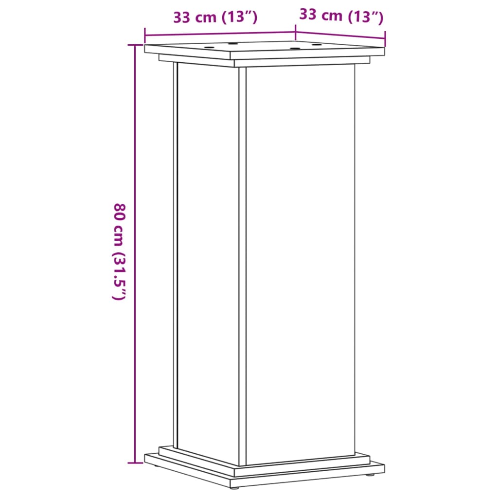 Supporto per Piante Rovere Marrone 33x33x80cm Legno Multistrato