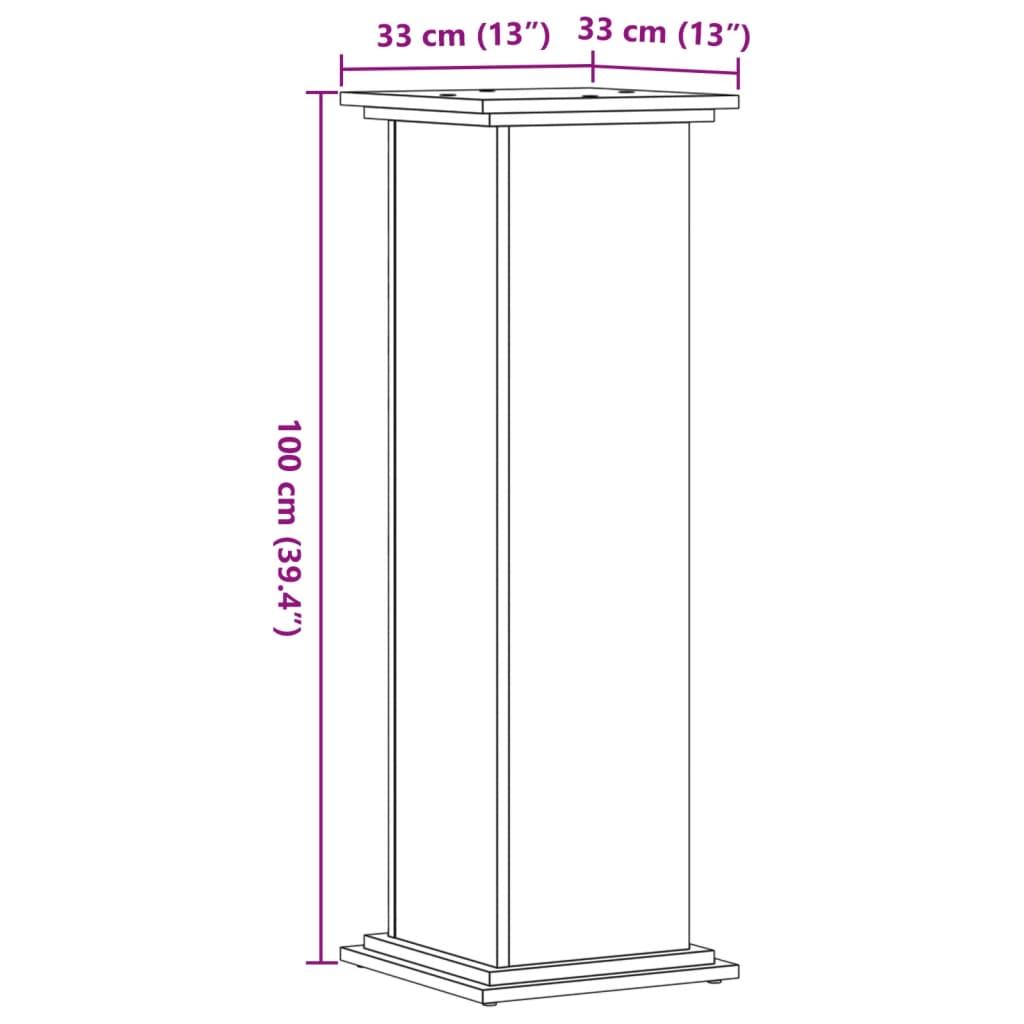 Supporto per Piante Rovere Sonoma 33x33x100cm Legno Multistrato