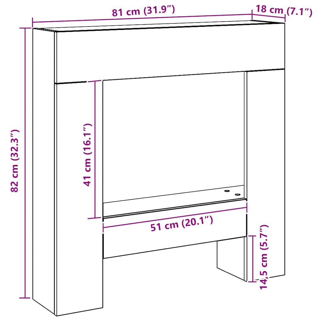 Cornice per Camino Rovere Artigianale 81x18x82 cm Truciolato