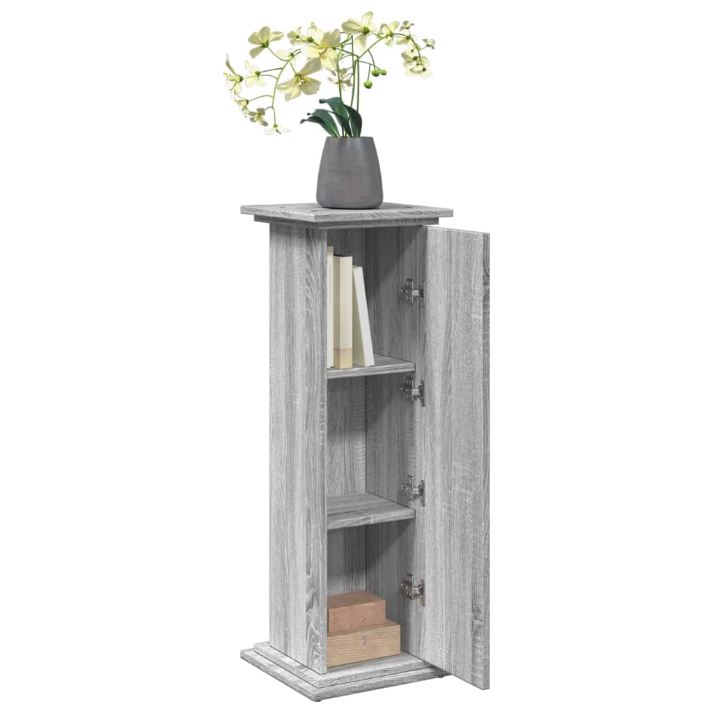 Espositore con Portaoggetti Grigio Sonoma 31x30x90cm Truciolato