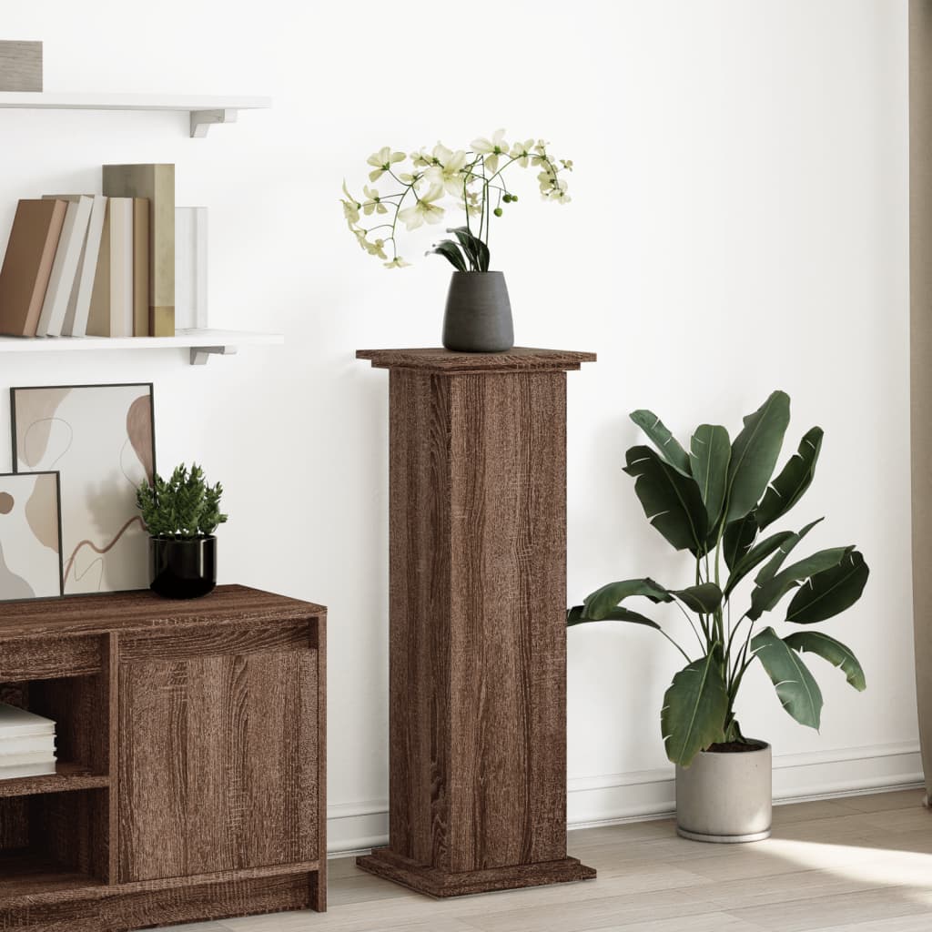 Espositore con Portaoggetti Rovere Marrone 31x30x90 Truciolato