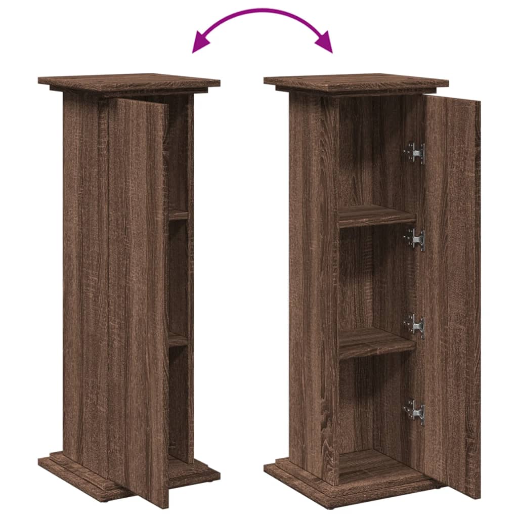 Espositore con Portaoggetti Rovere Marrone 31x30x90 Truciolato