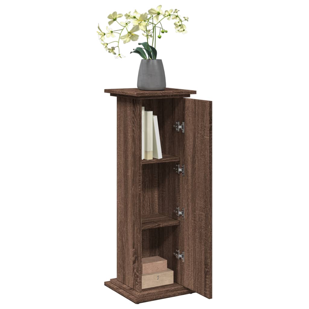 Espositore con Portaoggetti Rovere Marrone 31x30x90 Truciolato