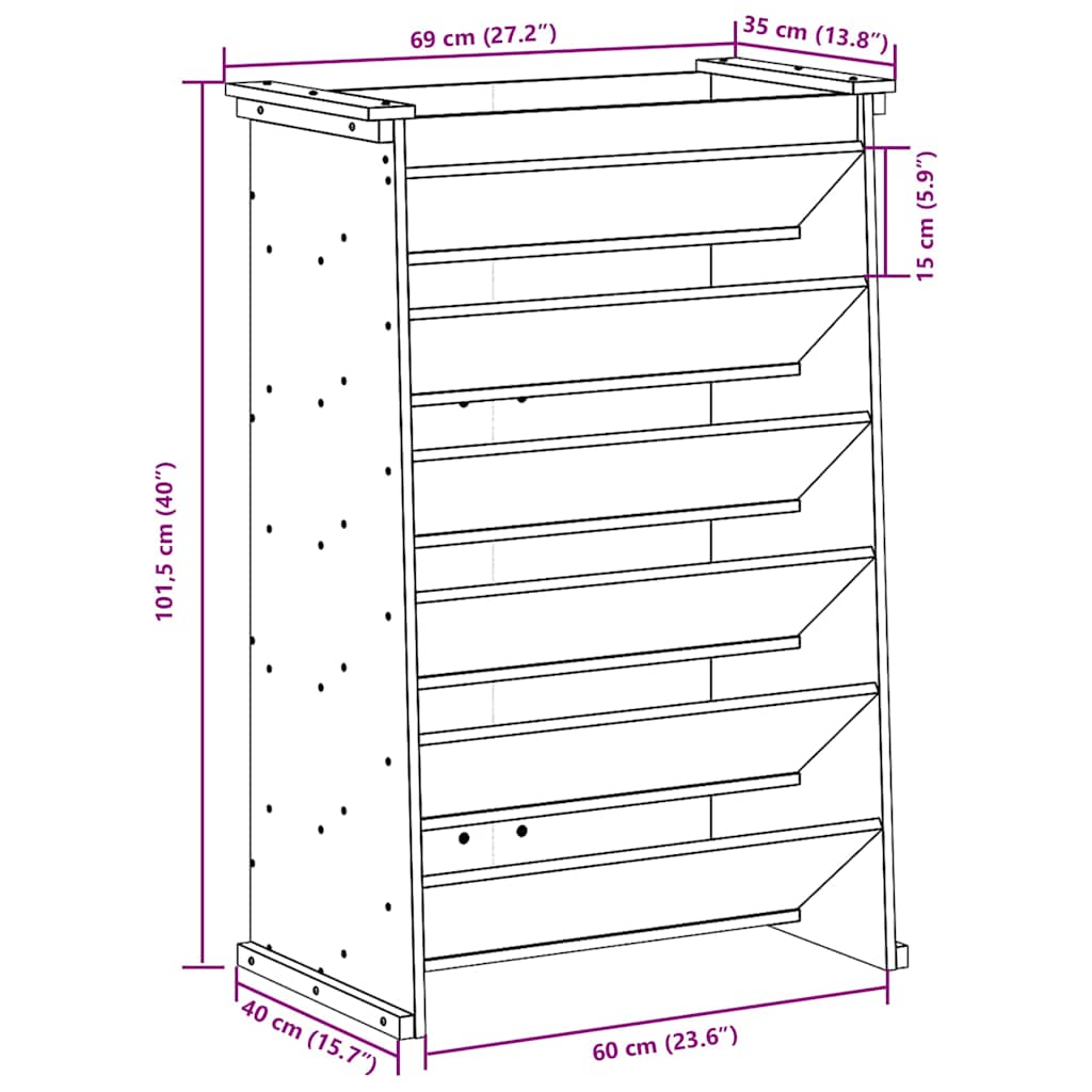 Fioriera per Erbe 6 Ripiani 69x40x101,5cm Legno Impregnato Pino