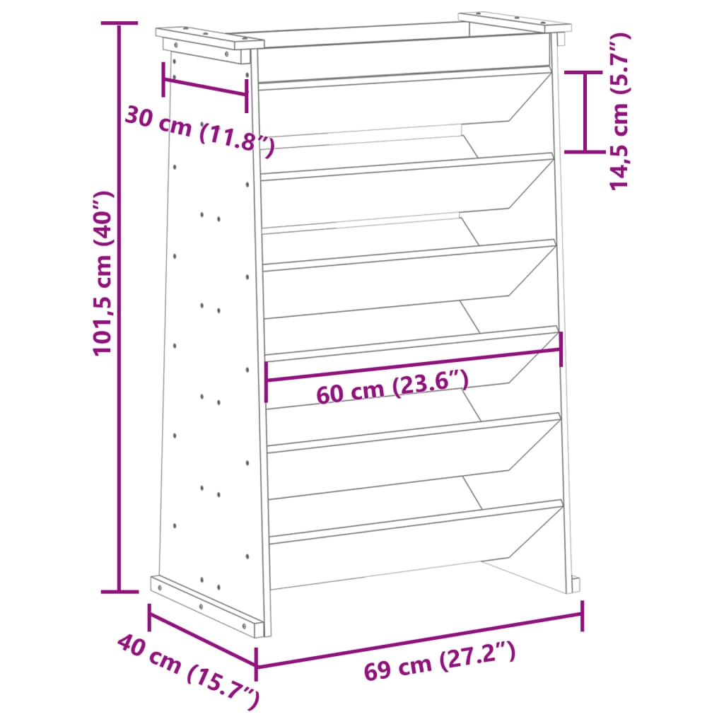 Fioriera per Erbe 6 Ripiani Bianca 69x40x101,5cm Massello Pino