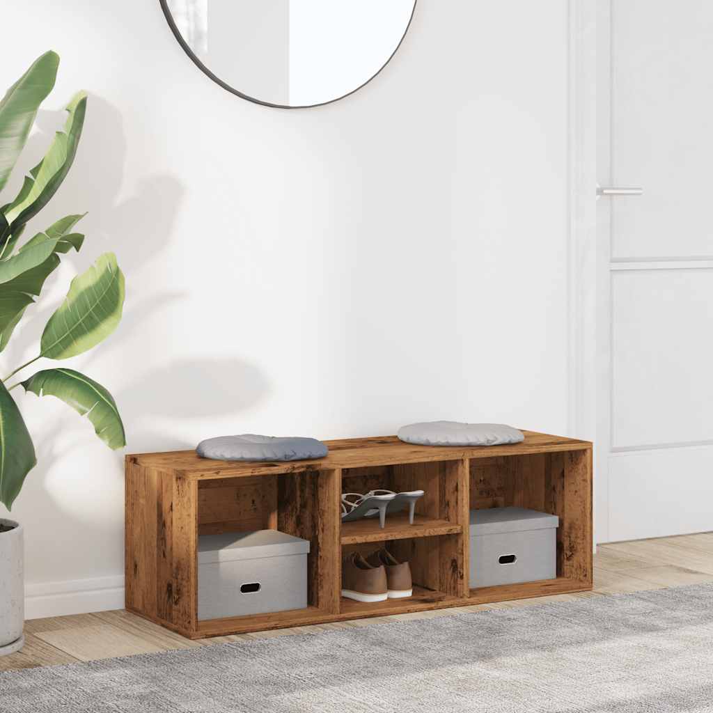 Panchina con Scarpiera Legno Antico 102x35x35 cm in Truciolato