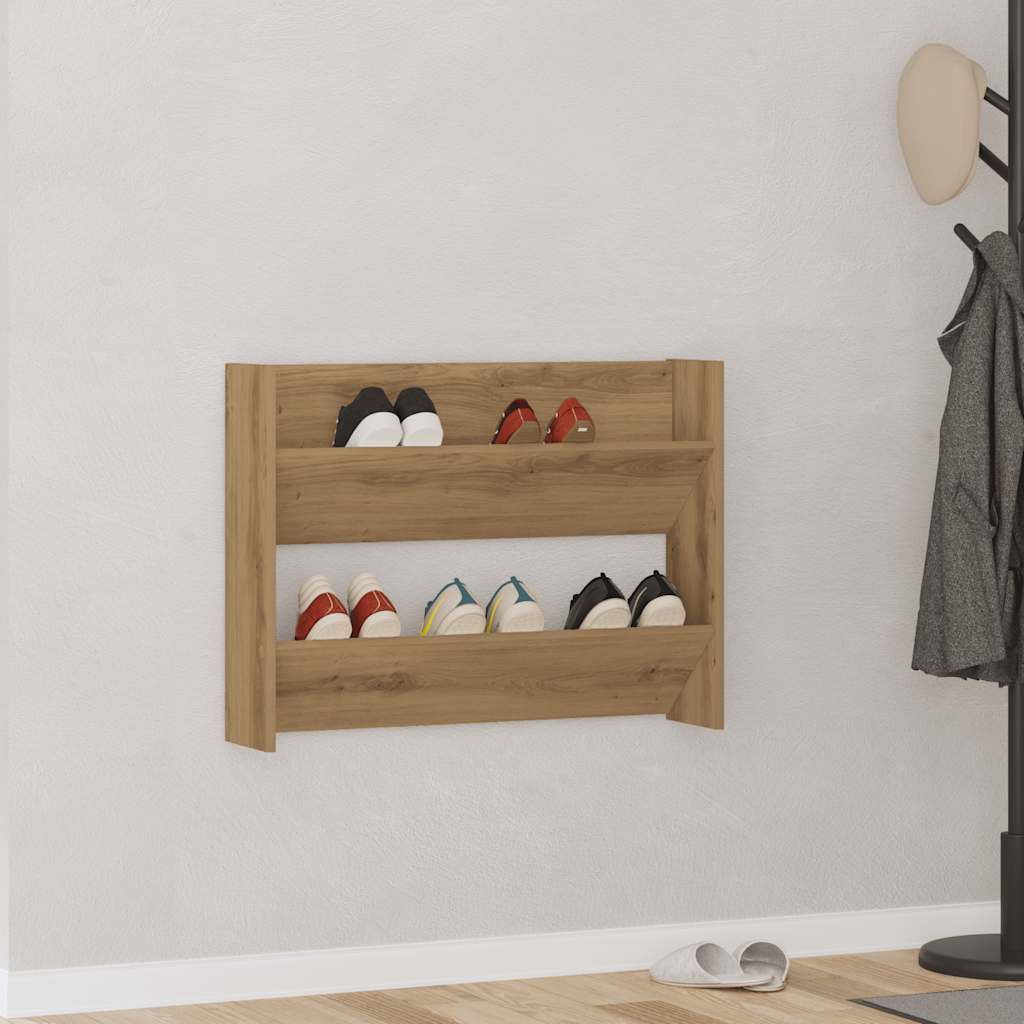 Scarpiera a Muro Rovere Artigianale 80x18x60 cm in Truciolato