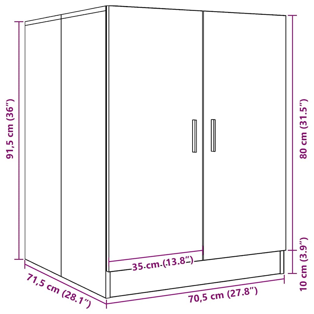 Mobile per Lavatrice Rovere Artigianale 70,5x71,5x91,5 cm