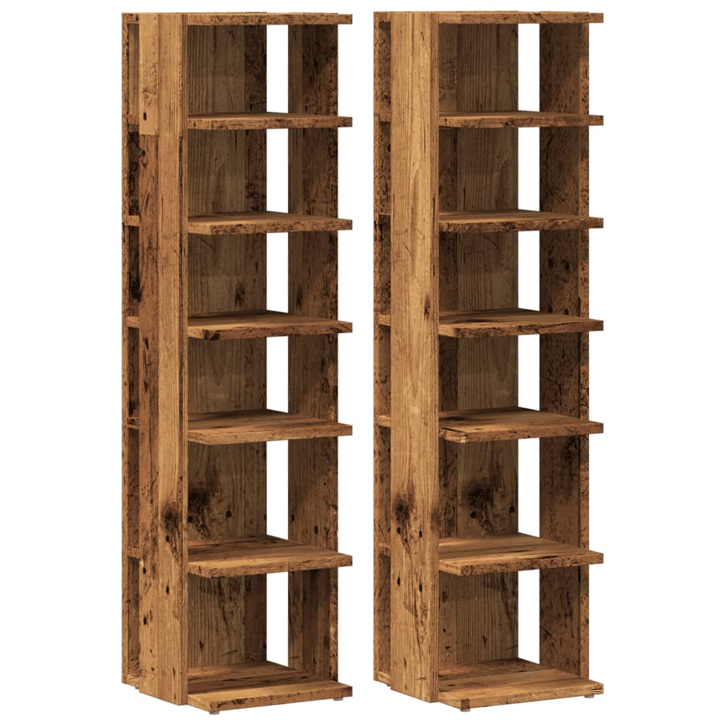 Scarpiere 2 pz Legno Antico 28x27x102 cm in Legno Multistrato