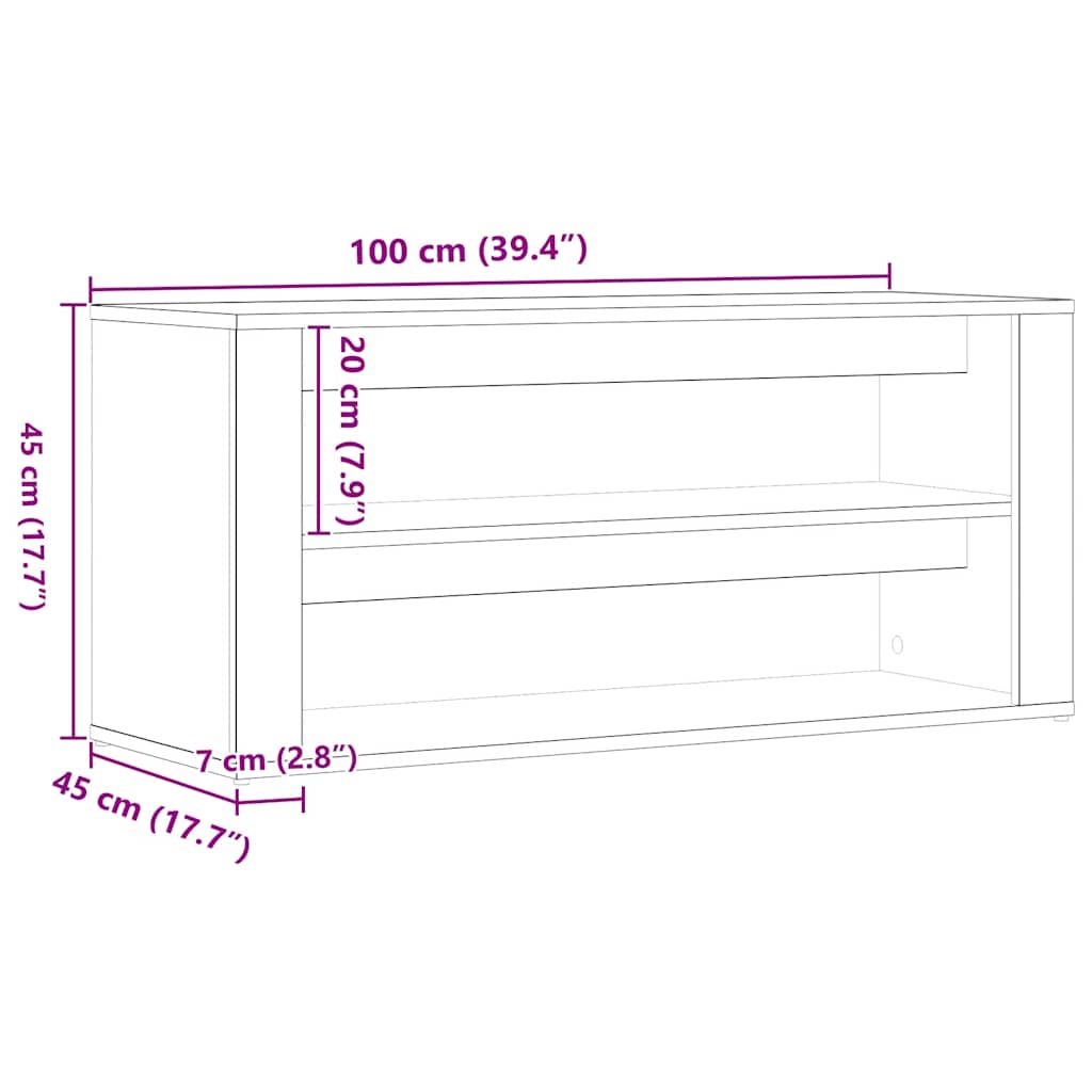 Scarpiera Rovere Artigianale 100x35x45 cm in Truciolato