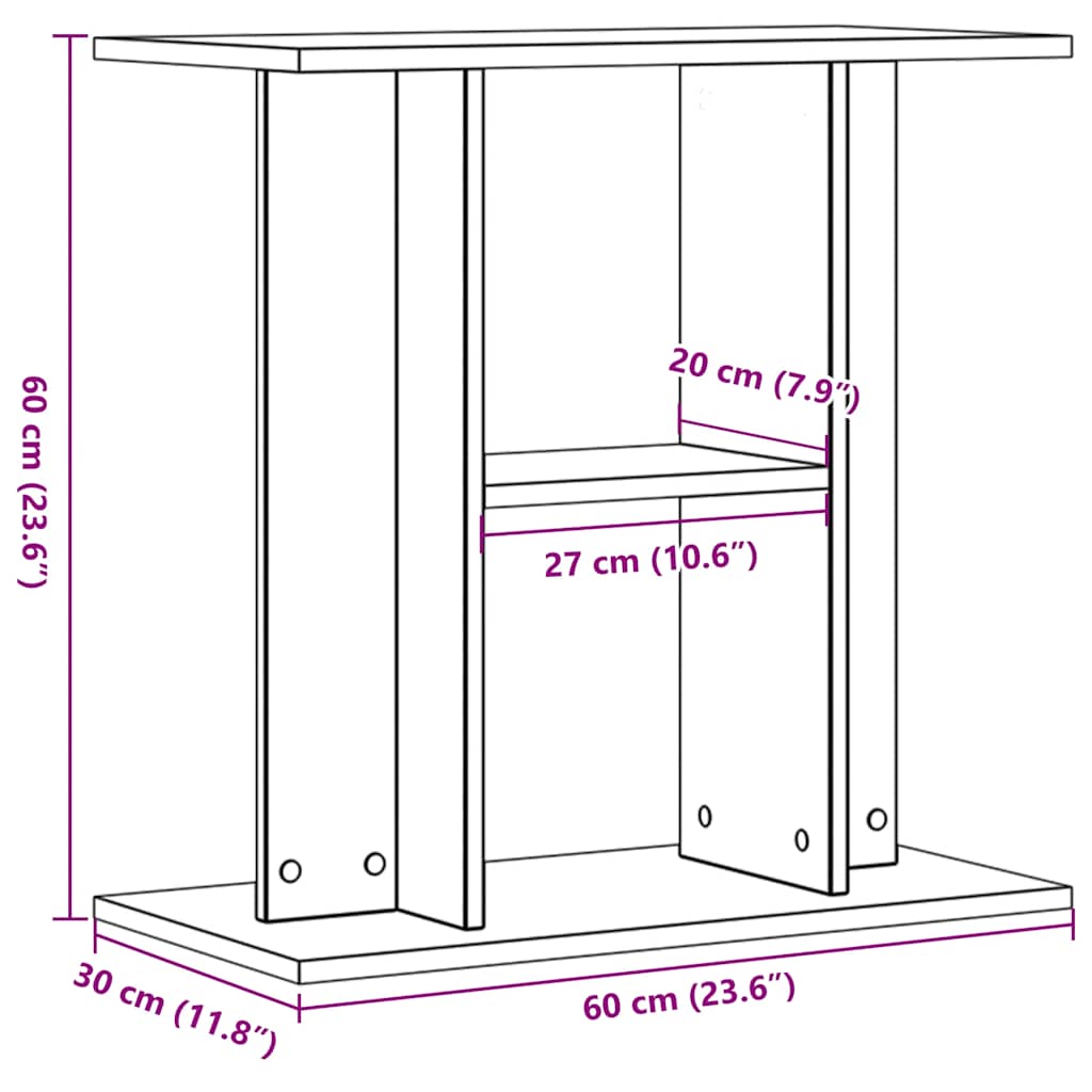 Supporto per acquario in legno antico 60x30x60 cm in legno ingegnerizzato