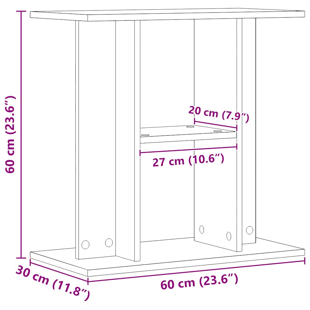 Supporto Acquario 60x30x60 cm Multistrato Rovere Artigianale