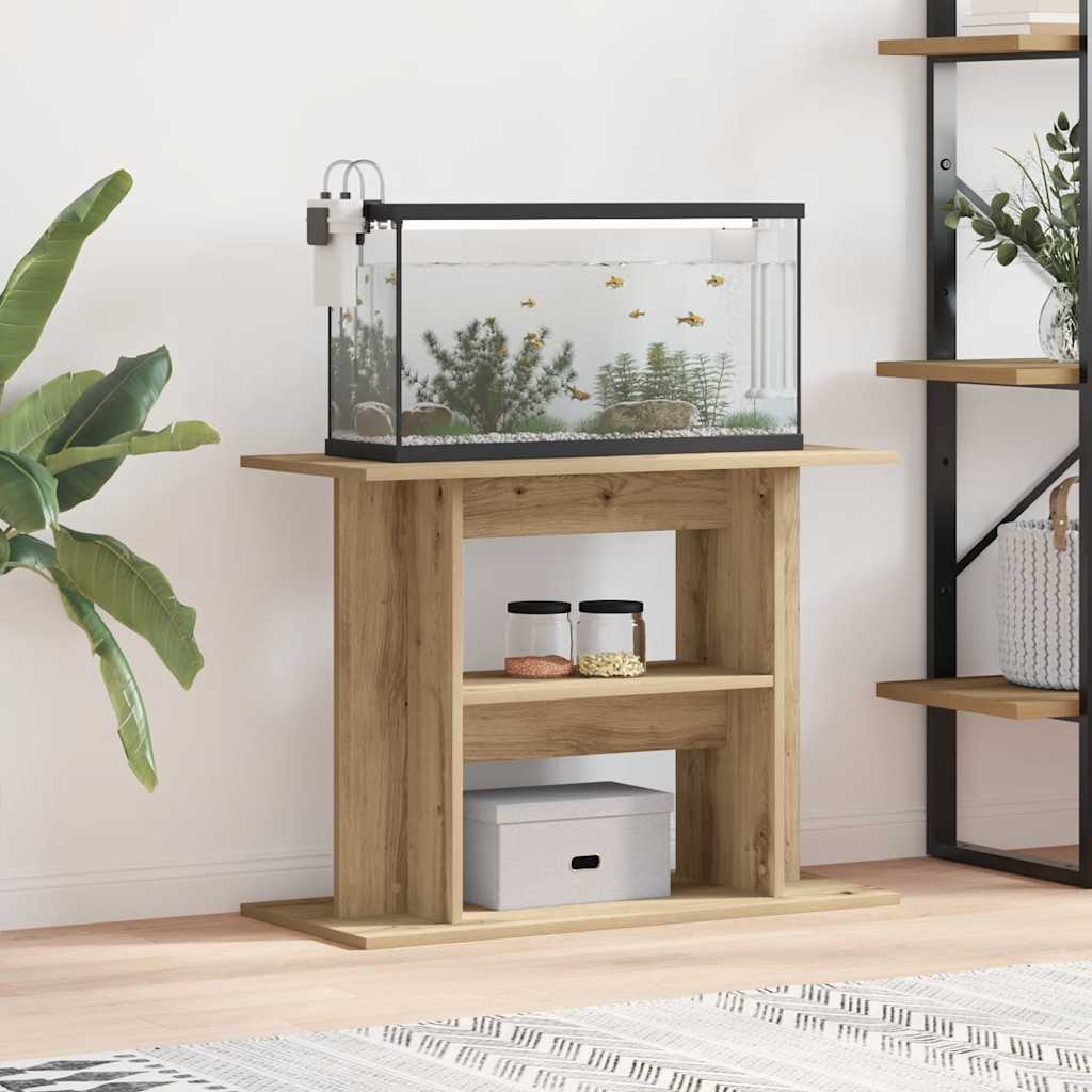 Supporto per acquario artigianale in rovere 80x35x60 cm in legno ingegnerizzato