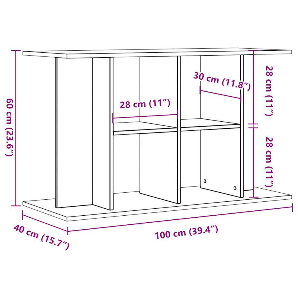 Supporto Acquario 100x40x60cm in Legno Multistrato Legno Antico