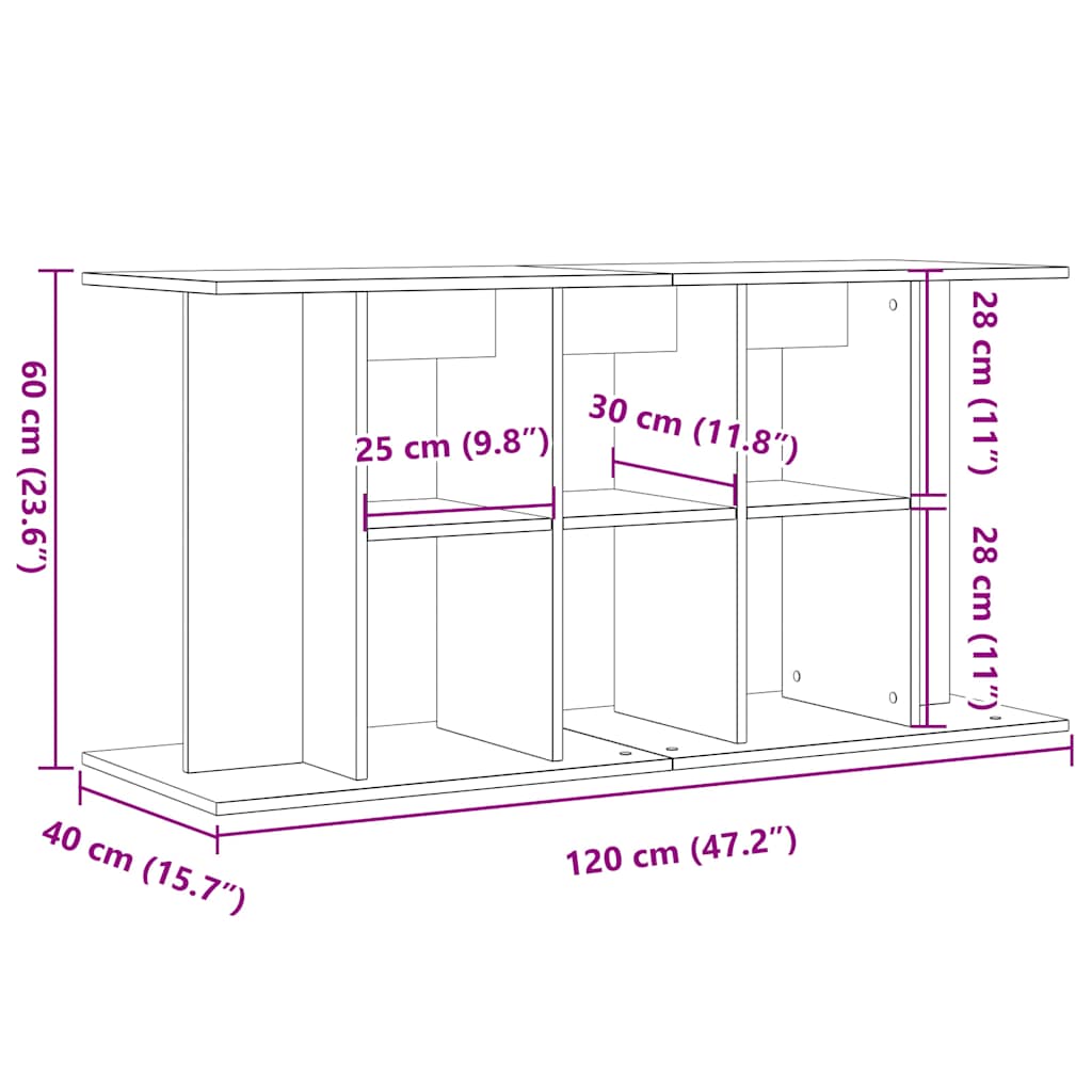 Supporto Acquario 120x40x60cm in Legno Multistrato Legno Antico