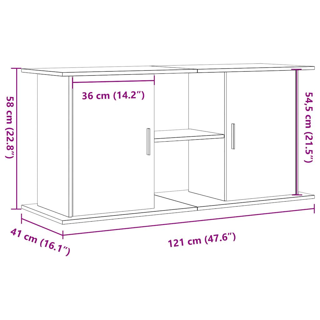 Supporto Acquario 121x41x58cm in Legno Multistrato Legno Antico
