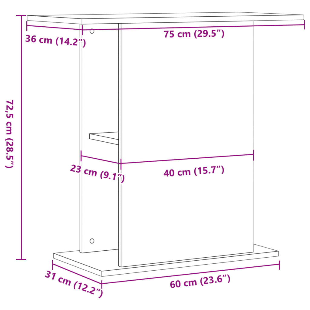 Supporto per acquario in legno vecchio 36x75x72,5 cm in legno ingegnerizzato
