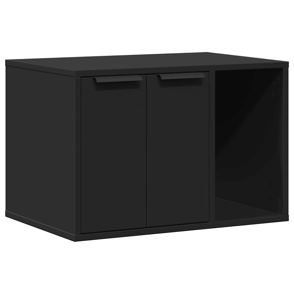 Recinto per Lettiera per Gatti Nero 60x40x40 cm in Truciolato