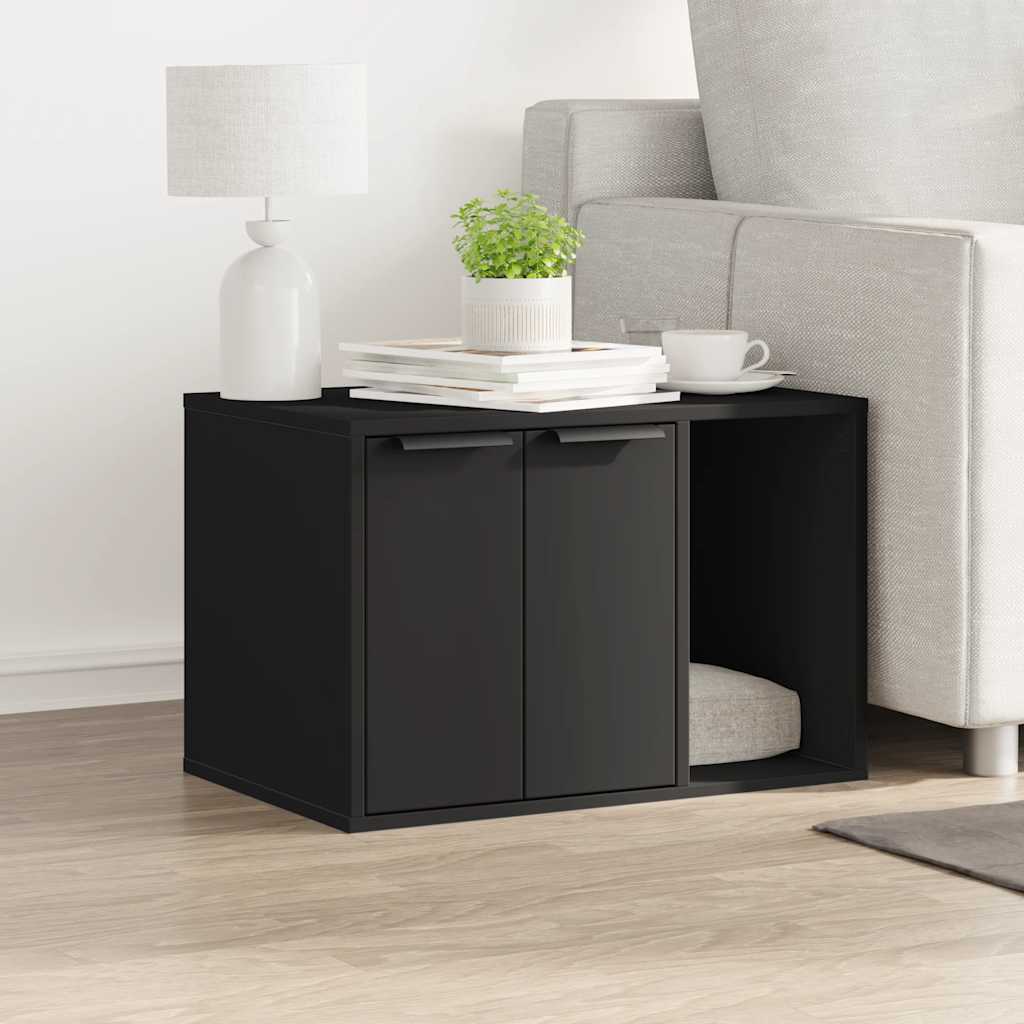Recinto per Lettiera per Gatti Nero 60x40x40 cm in Truciolato