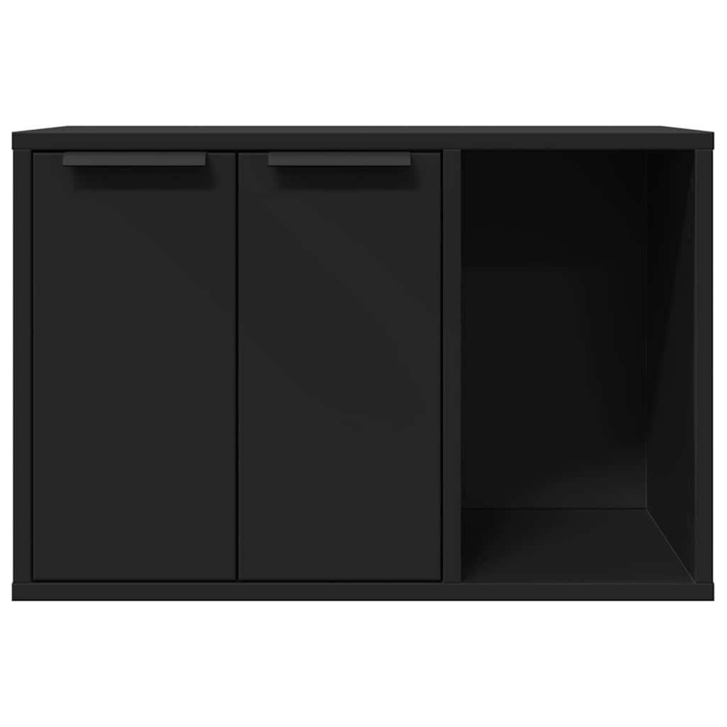 Recinto per Lettiera per Gatti Nero 60x40x40 cm in Truciolato