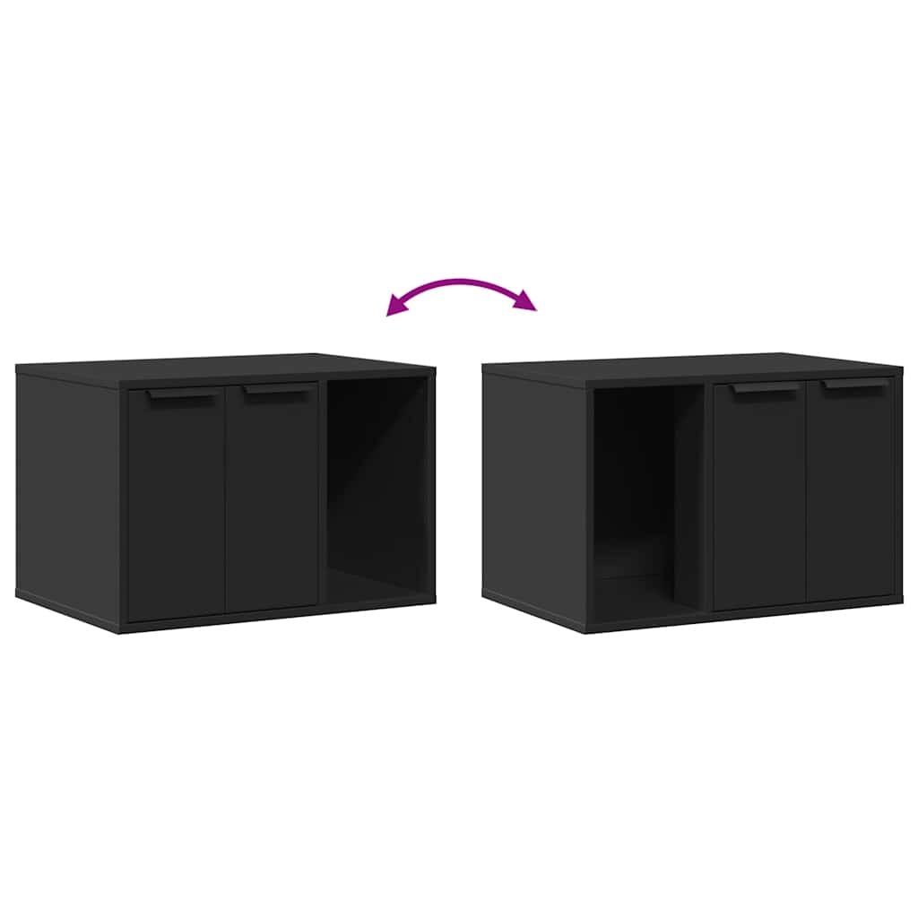 Recinto per Lettiera per Gatti Nero 60x40x40 cm in Truciolato