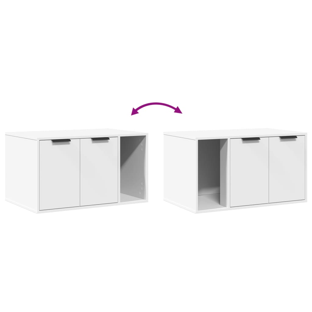 Recinto per Lettiera per Gatti Bianco 80x50x45 cm in Truciolato