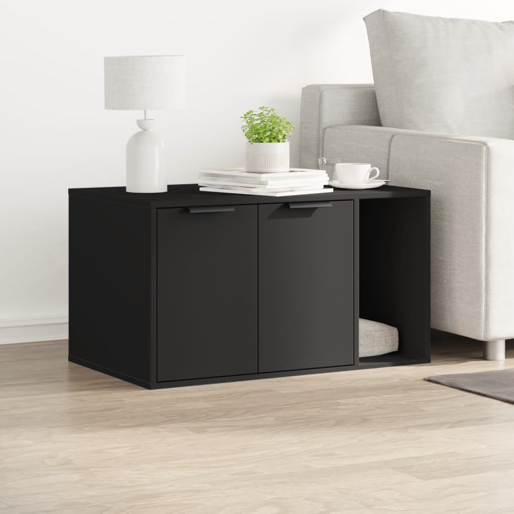 Recinto per Lettiera per Gatti Nero 80x50x45 cm in Truciolato