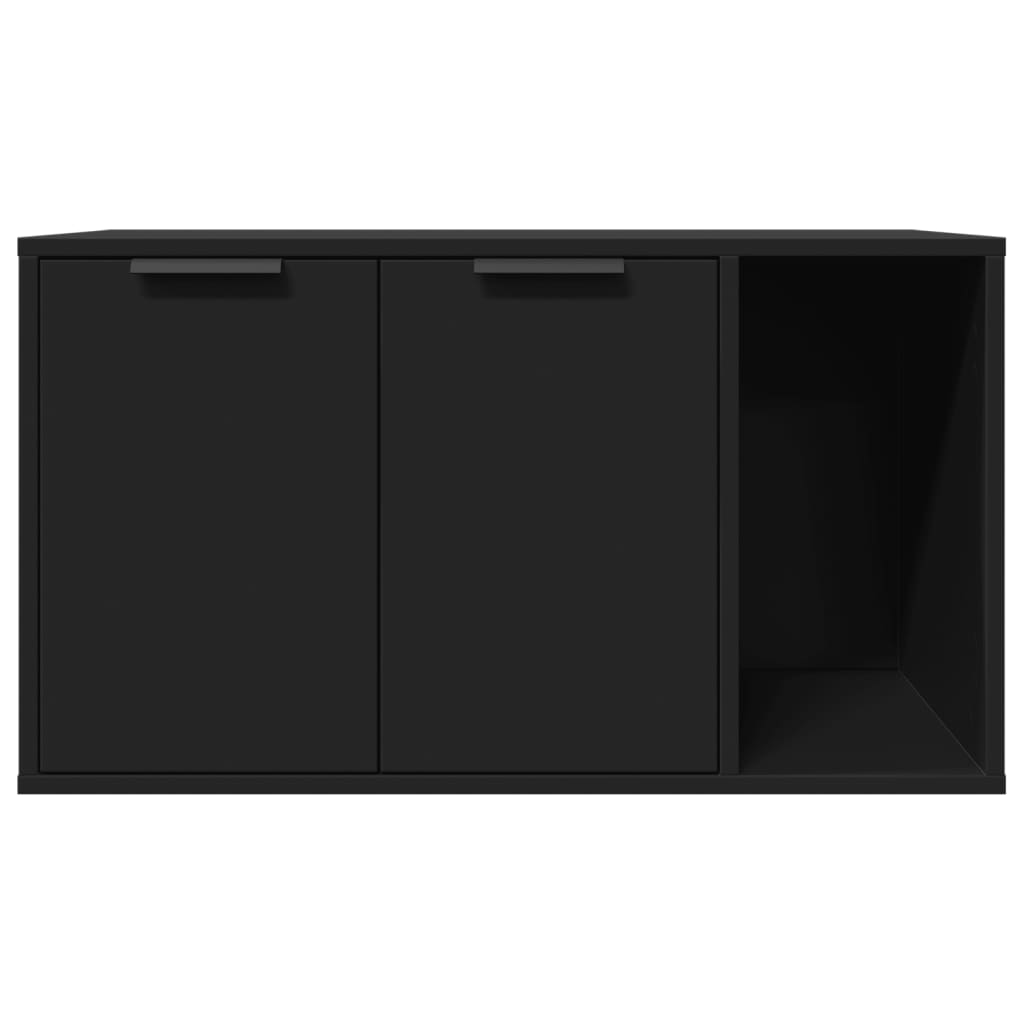 Recinto per Lettiera per Gatti Nero 80x50x45 cm in Truciolato