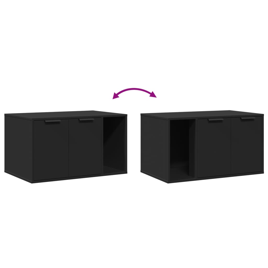 Recinto per Lettiera per Gatti Nero 80x50x45 cm in Truciolato