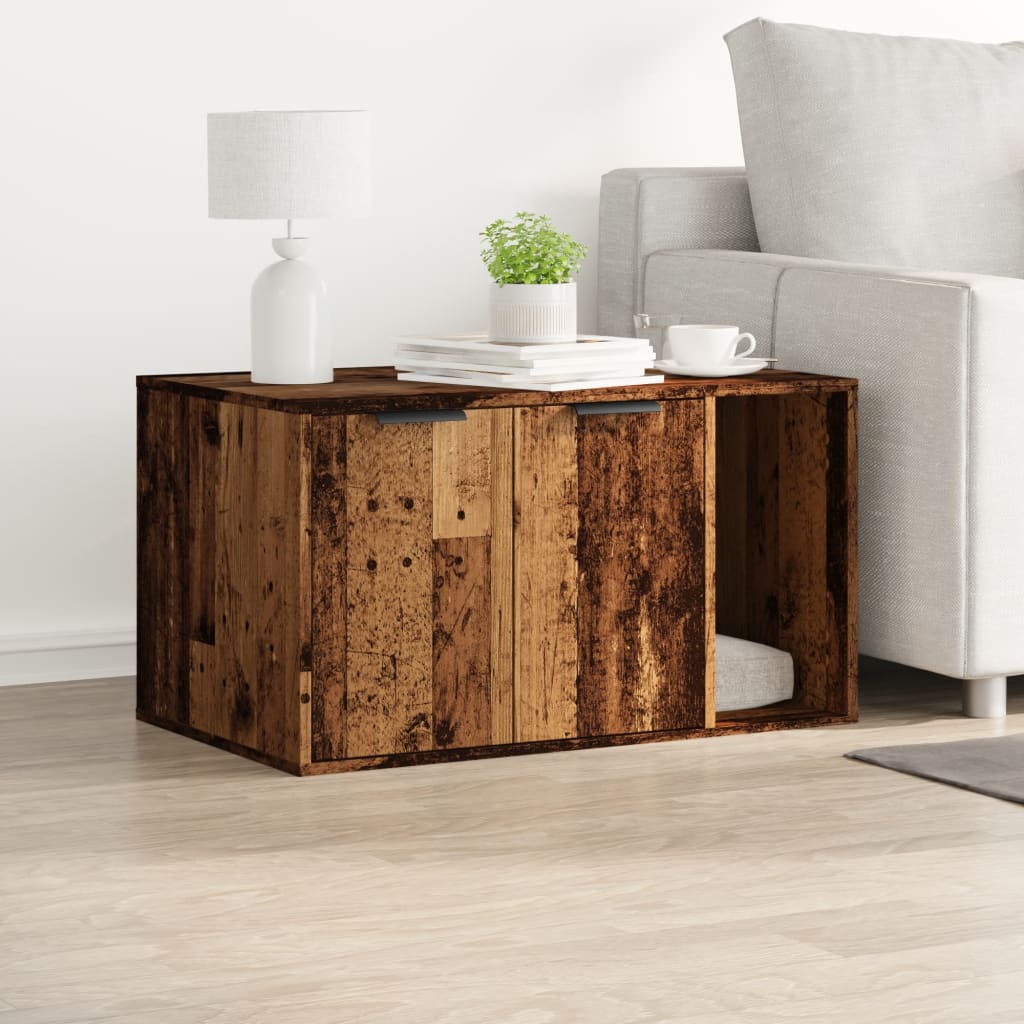 Recinto Lettiera Gatti Legno Vecchio 80x50x45 cm in Truciolato