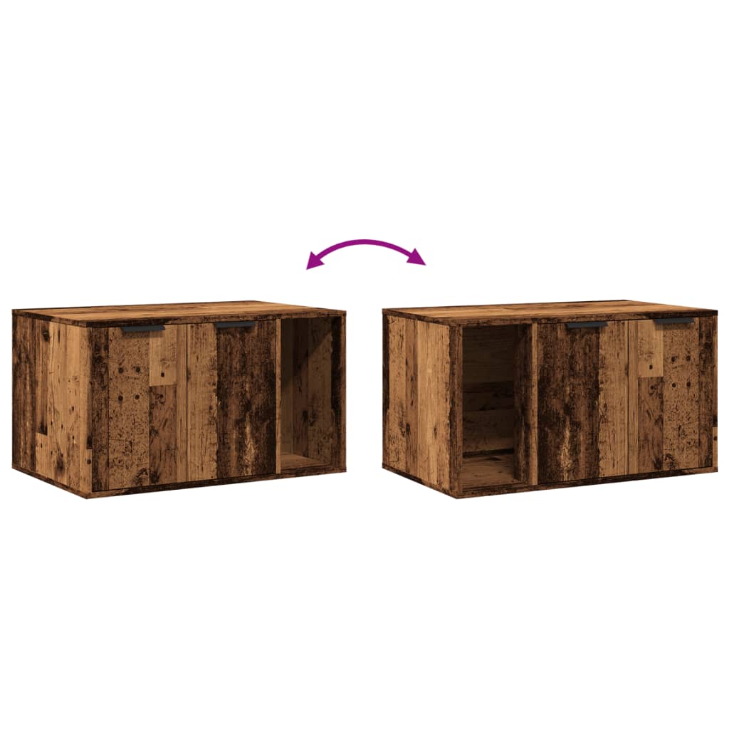 Recinto Lettiera Gatti Legno Vecchio 80x50x45 cm in Truciolato