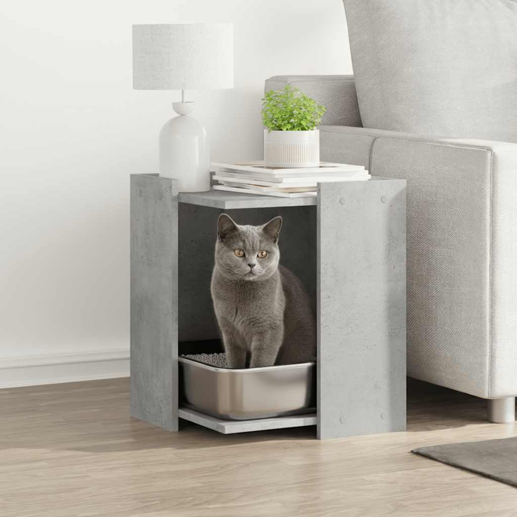 Recinto Lettiera Gatti Grigio Cemento 60x40x40 cm in Truciolato