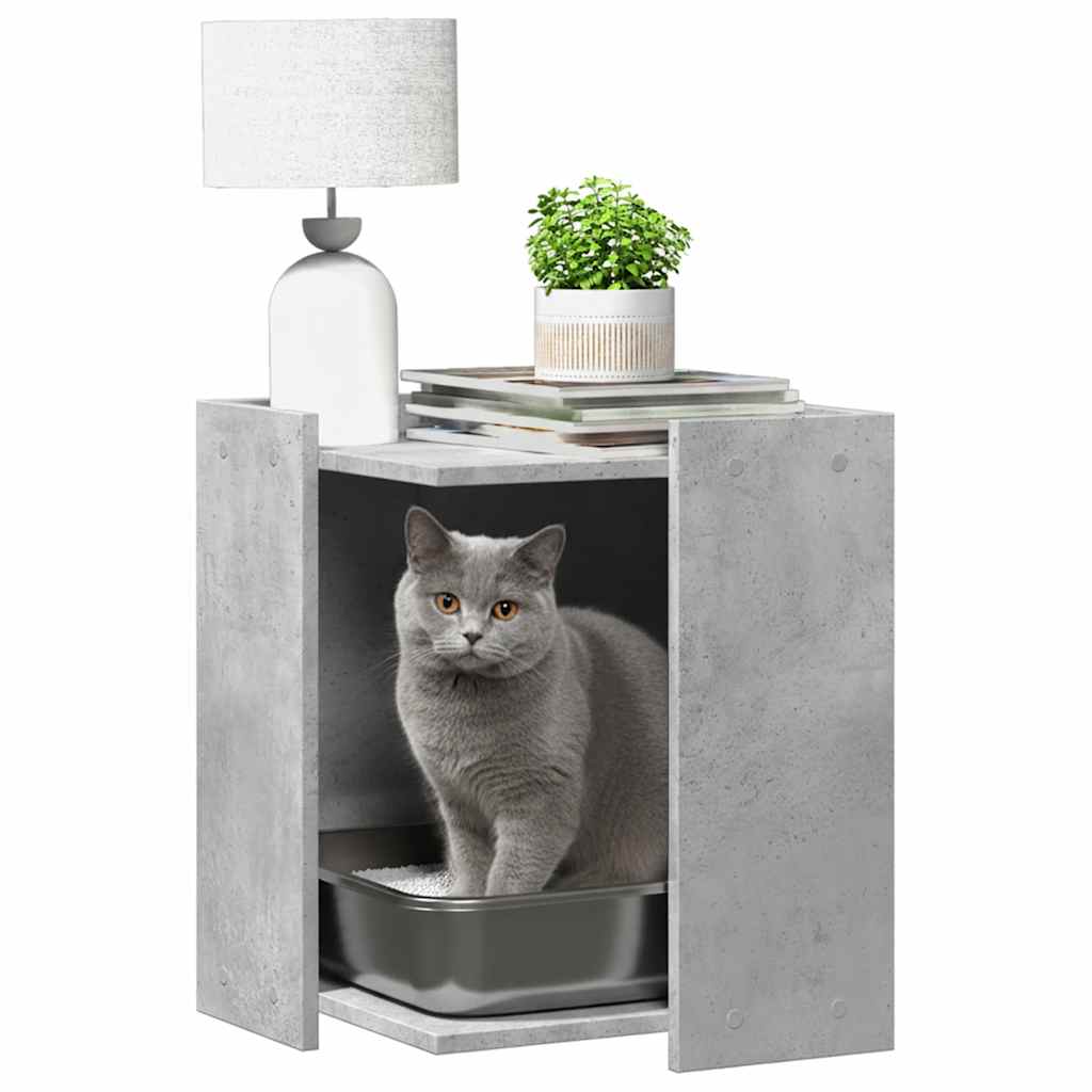 Recinto Lettiera Gatti Grigio Cemento 60x40x40 cm in Truciolato