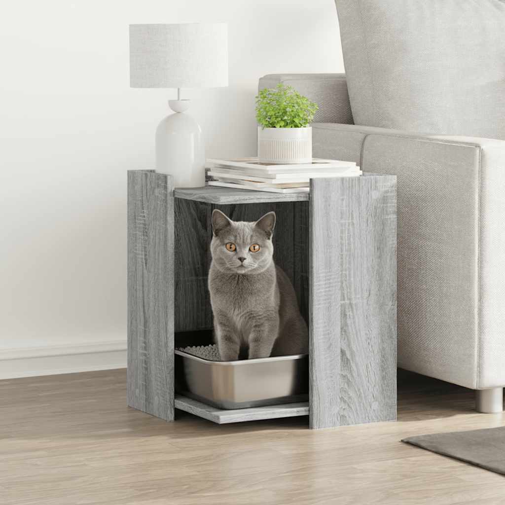 Recinto Lettiera Gatti Grigio Sonoma 60x40x40 cm in Truciolato
