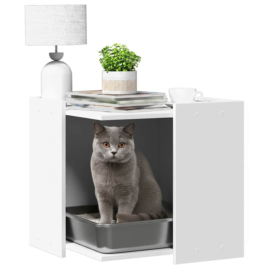 Recinto per Lettiera per Gatti Bianco 53x53x51 cm in Truciolato