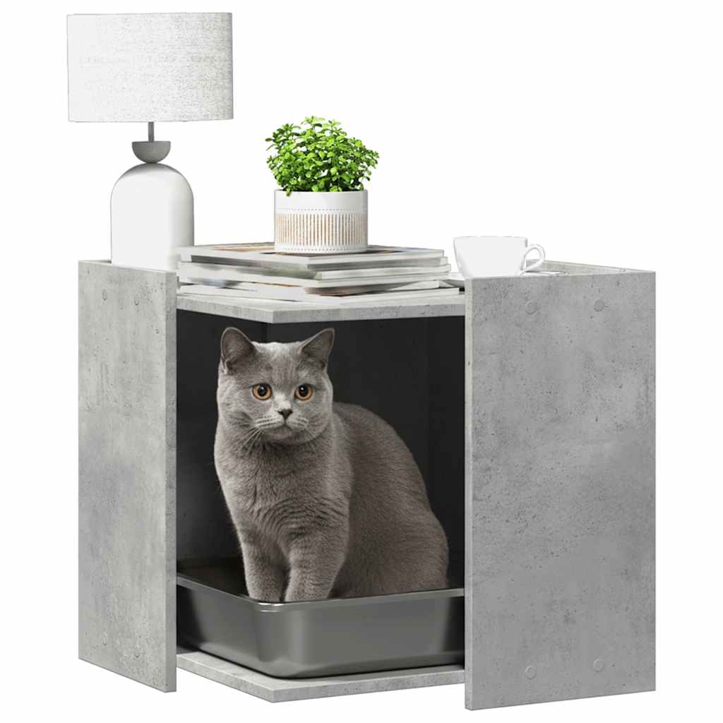 Recinto Lettiera Gatti Grigio Cemento 53x53x51 cm in Truciolato