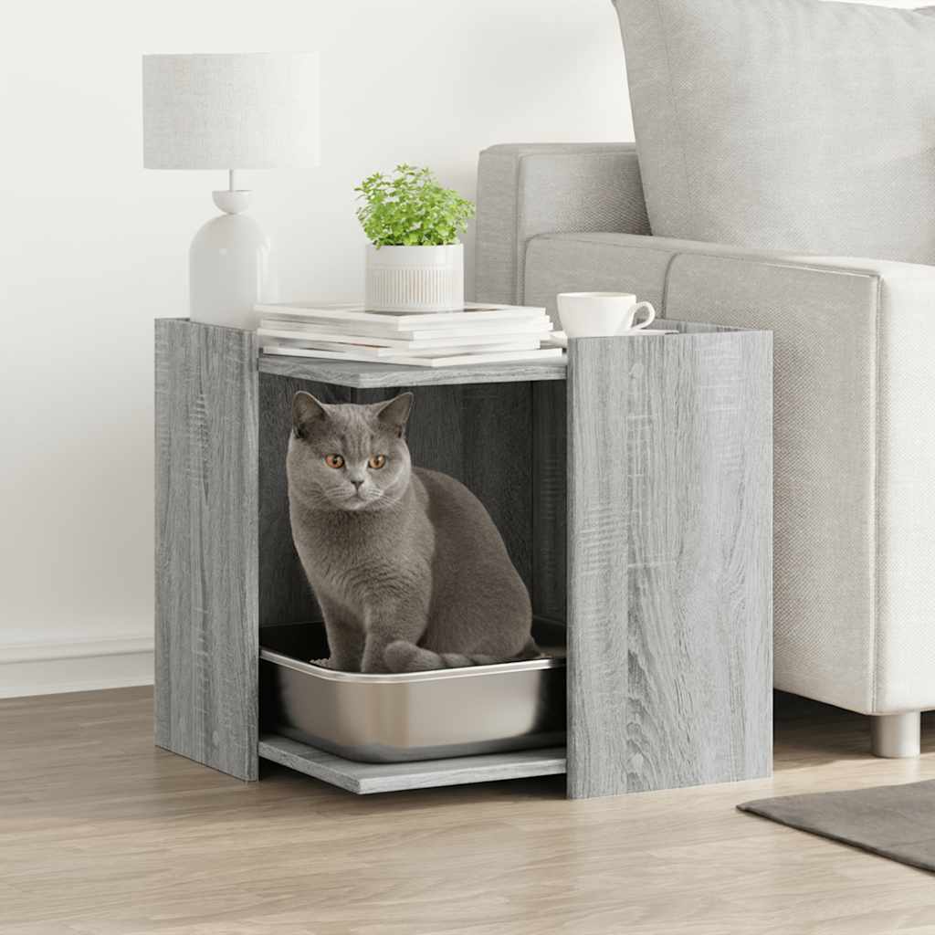 Recinto Lettiera Gatti Grigio Sonoma 53x53x51 cm in Truciolato
