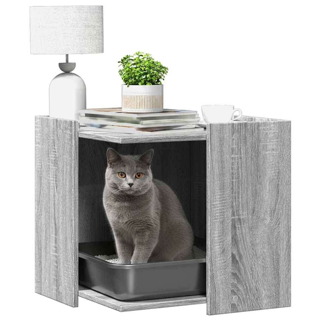 Recinto Lettiera Gatti Grigio Sonoma 53x53x51 cm in Truciolato