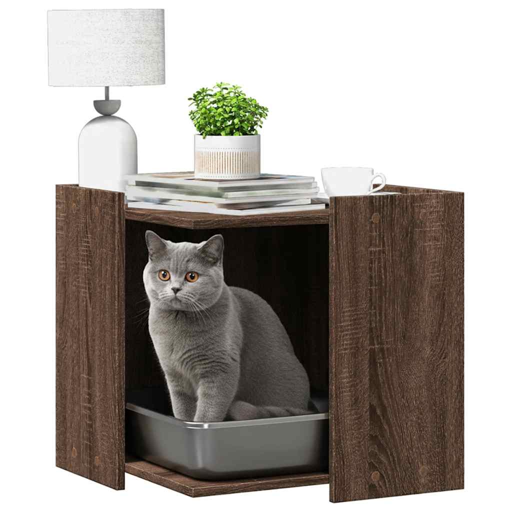 Recinto Lettiera Gatti Rovere Marrone 53x53x51 cm in Truciolato