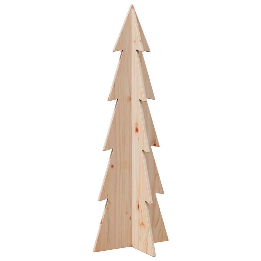 Albero di Natale Decorativo in Legno 112 cm Legno Massello Pino