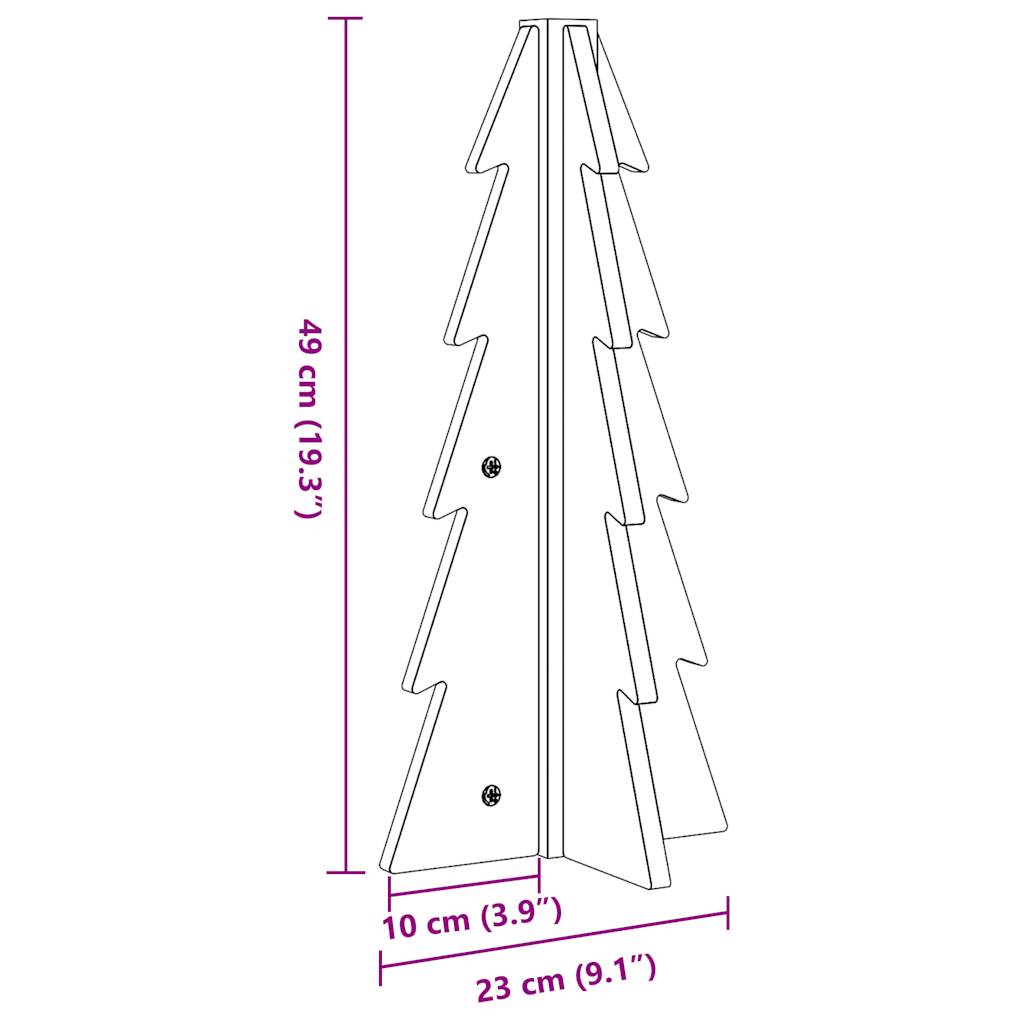 Albero di Natale Marrone Cera 49 cm in Legno Massello di Pino