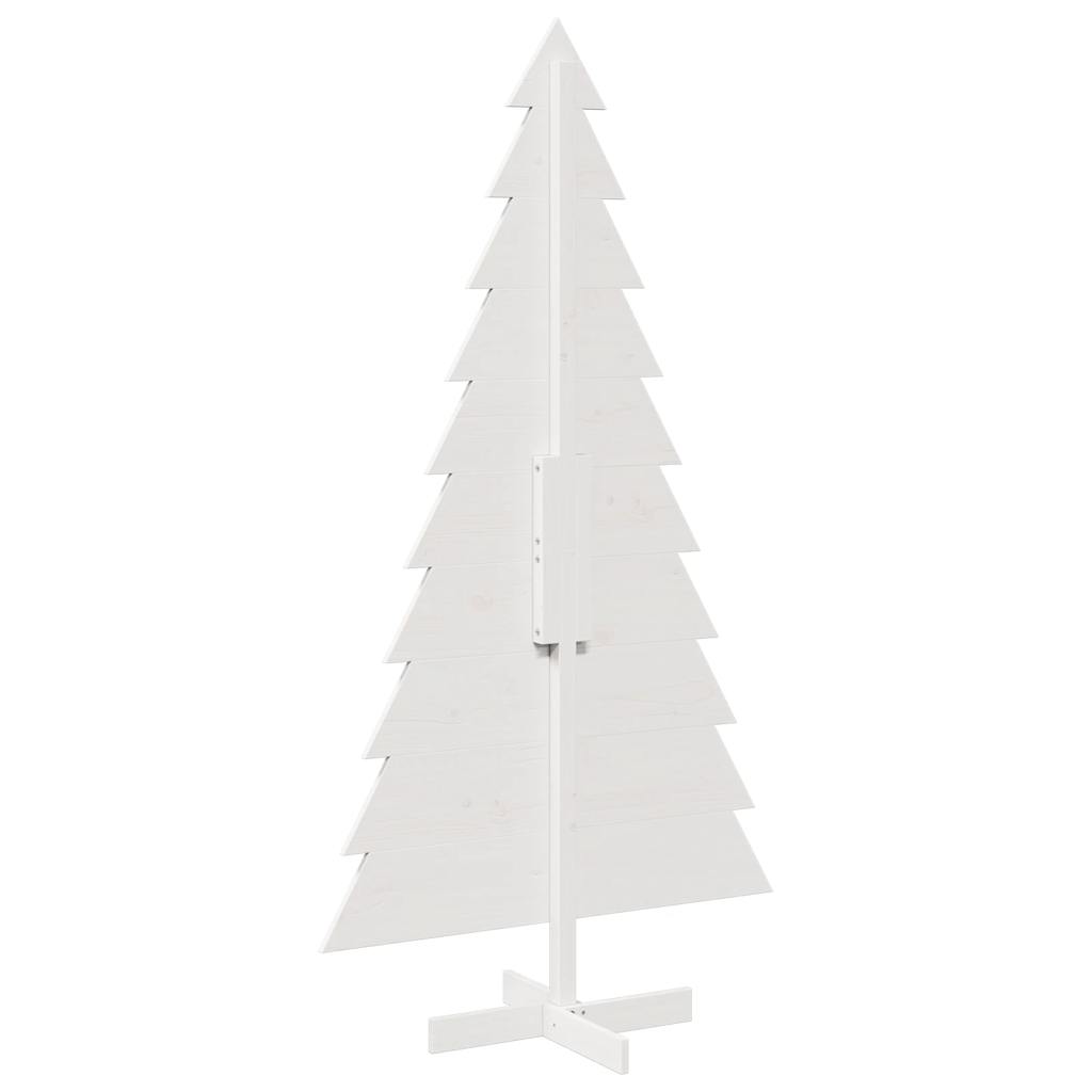 Albero di Natale Decorativo Bianco 180cm Legno Massello di Pino