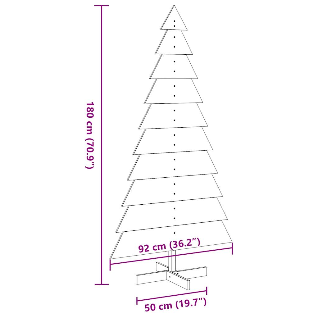 Albero di Natale Decorativo Bianco 180cm Legno Massello di Pino