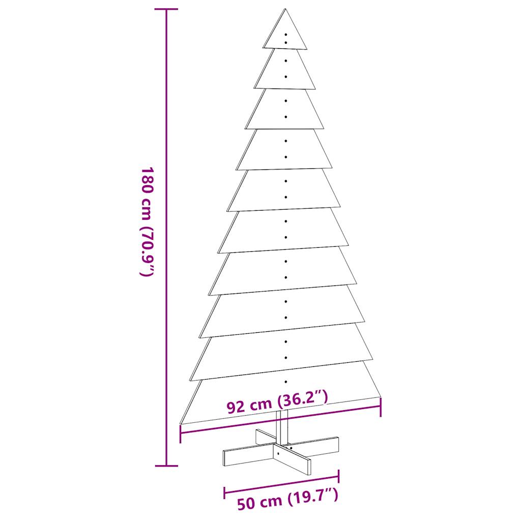 Albero di Natale Marrone Cera 180 cm in Legno Massello di Pino